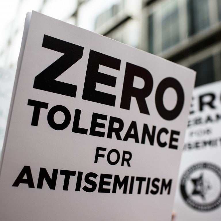 Protestors against antisemitism in the UK Labour Party