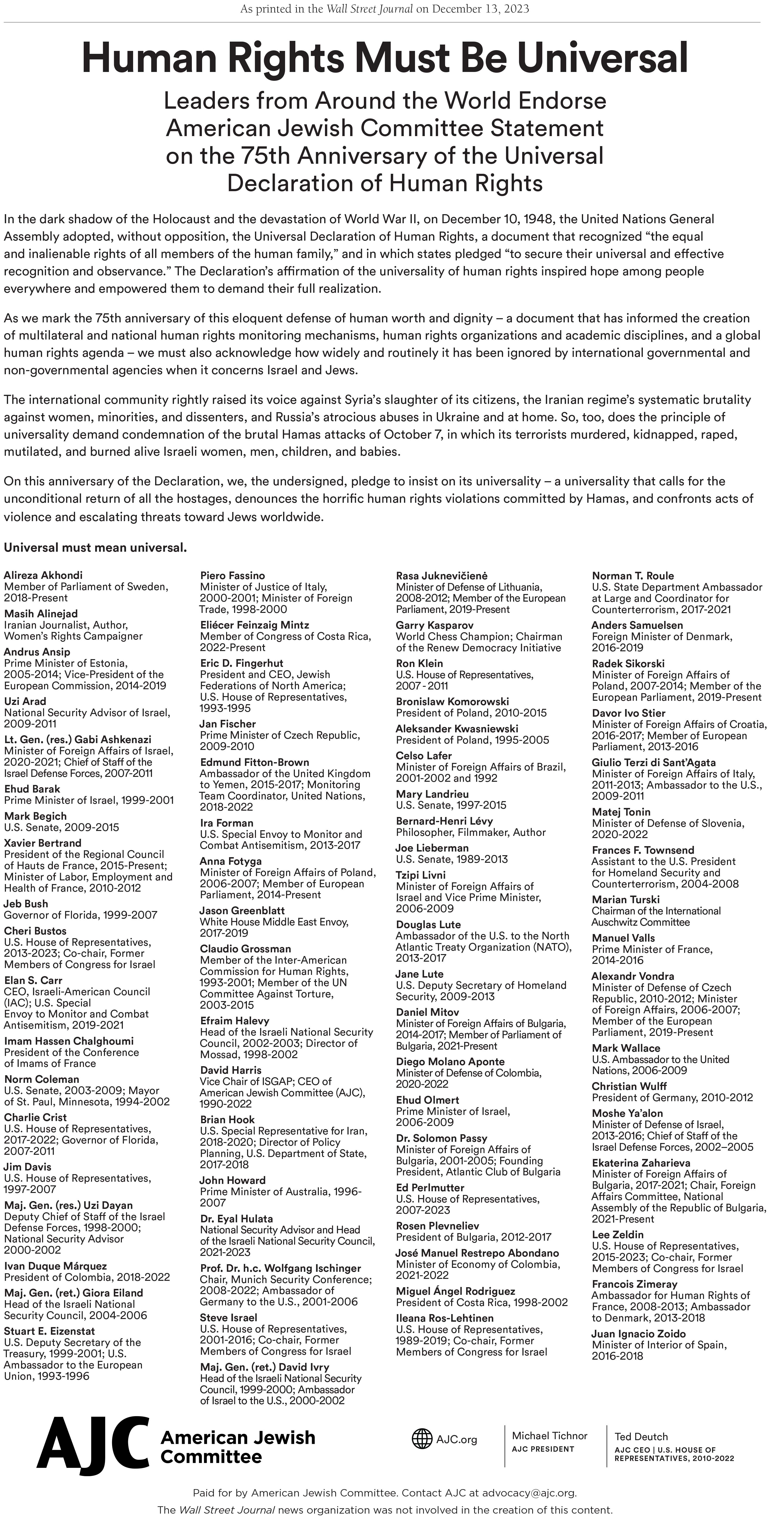 AJC advertisement as seen in today’s Wall Street Journal