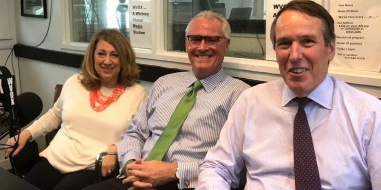 Photo of AJC Westchester/Fairfield Regional Development Director Vicki Kline, Bill Harrington from Bleakly, Platt & Schmidt, LLP, and Stan Twardy of Day Pitney LLP