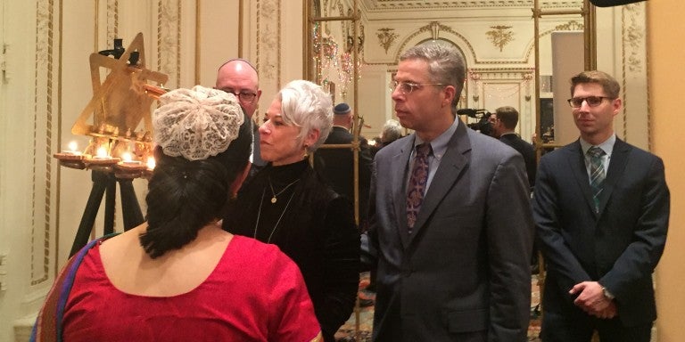 Photo of an AJC New Jersey Menorah lighting