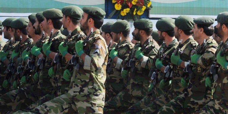 Iranian Revolutionary Guard processing in parade