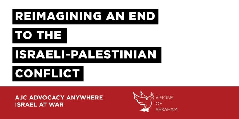 Graphic saying Reimagining an End to the Israeli-Palestinian Conflict