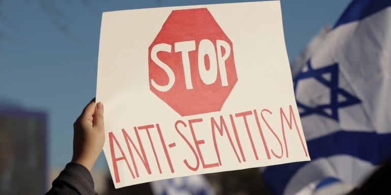 Sign saying Stop Antisemitism
