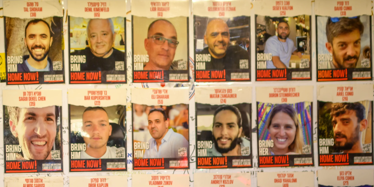 Wall with hostage posters