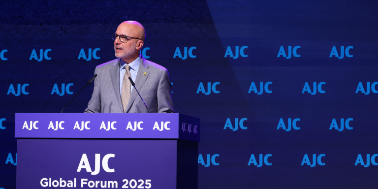 Photo of AJC CEO Ted Deutch at AJC's Global Forum 2025 Opening Plenary
