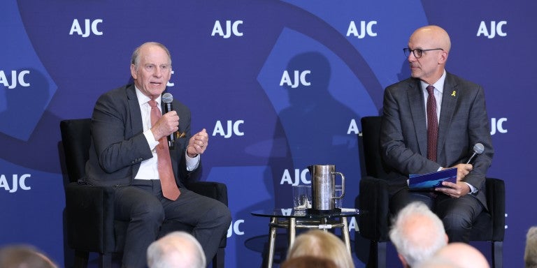 Photo of Richard Haass and Ted Deutch at AJC's Global Forum 2025
