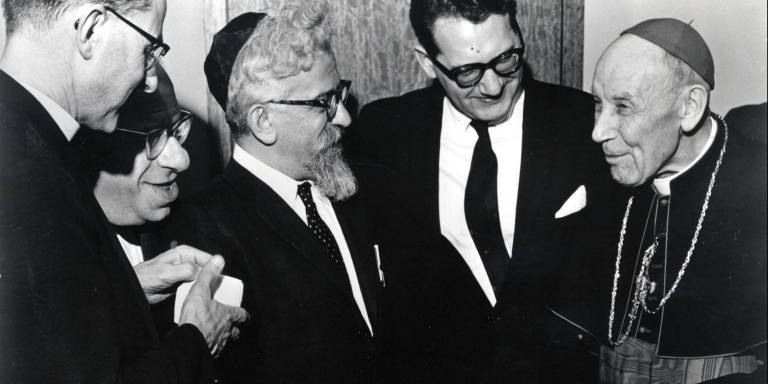 Photo of Rabbi Abraham Joshua Heschel with Cardinal Augustin Bea
