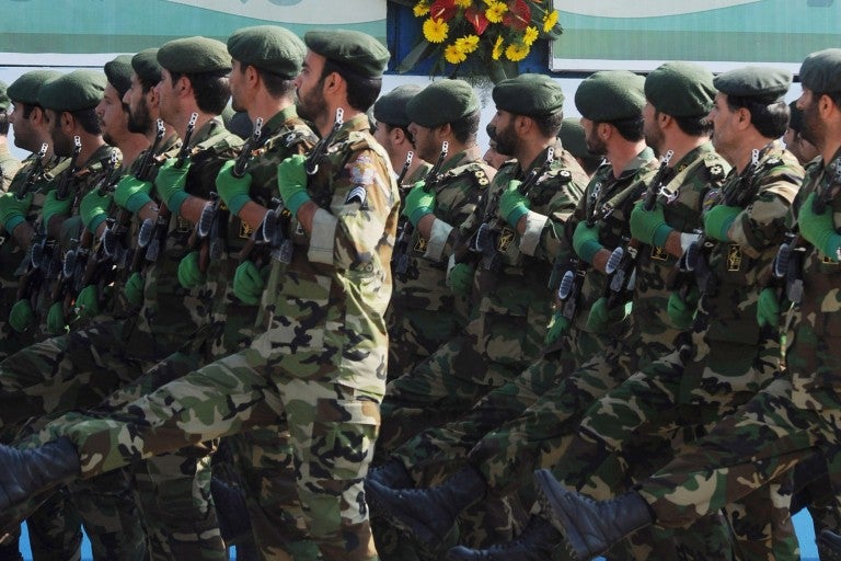 Iranian Revolutionary Guard processing in parade