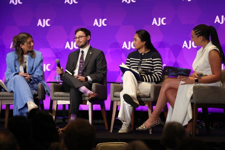 Group of student speaking on stage at AJC's 2024 Global Forum