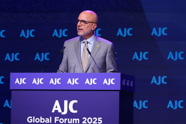 Photo of AJC CEO Ted Deutch at AJC's Global Forum 2025 Opening Plenary