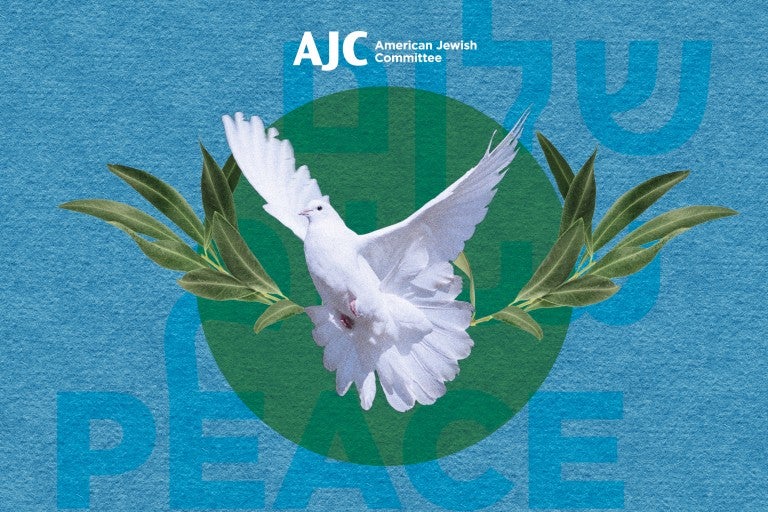 Dove in a green circle on blue background