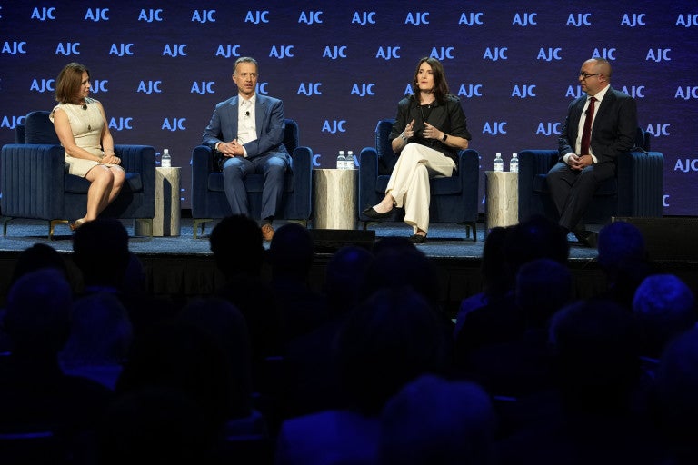Aviva Klompas, Dr. Dave Rich MBE, and Zvika Klein at AJC Global Forum 2026