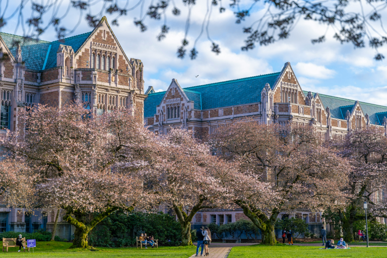 Photo of a university in spring