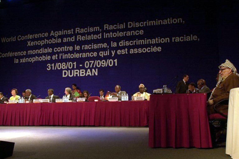 Photo of panel at Durban World Conference Against Racism