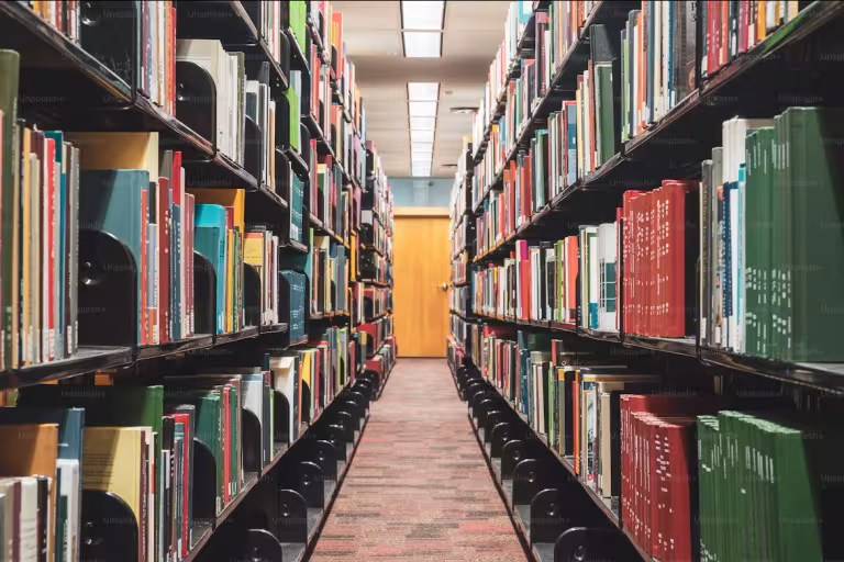 photo of long row of books
