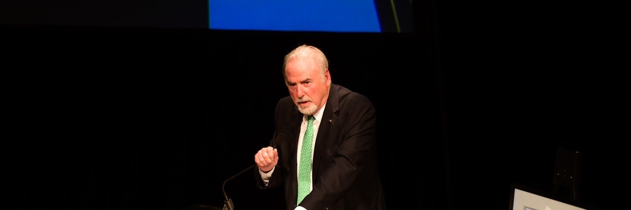 Photo of CSU’s Berkman speaking at AJC Adler Award event