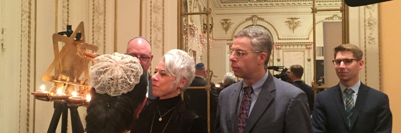 Photo of an AJC New Jersey Menorah lighting