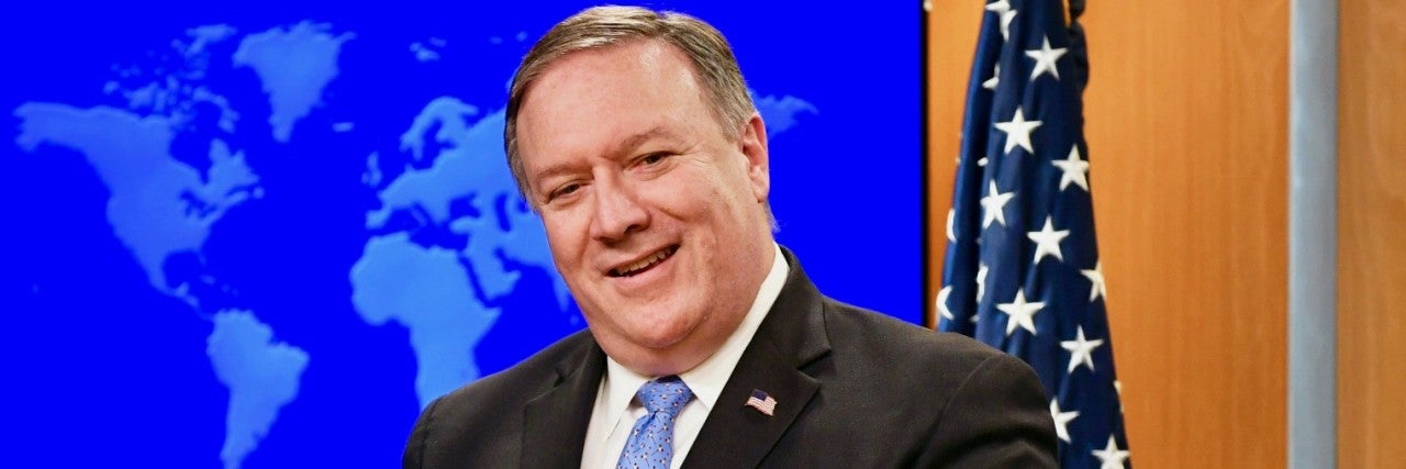 Photo of Secretary of State Pompeo behind a podium