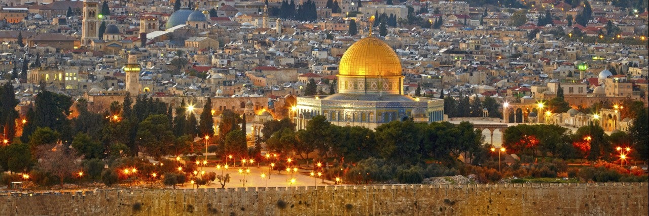 Photo of Jerusalem at dusk.