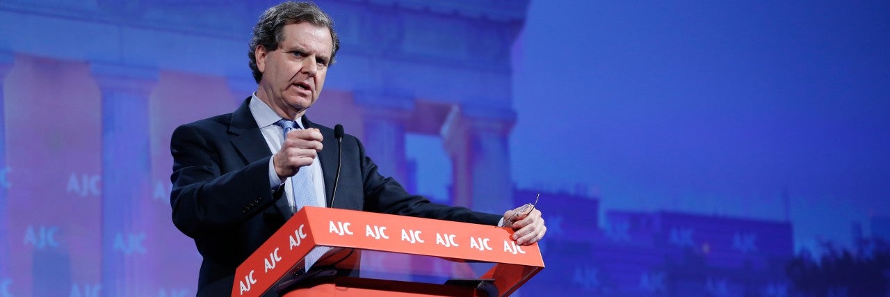 Photo of David Harris speaking at the unveiling of AJC's groundbreaking Community of Conscience initiative at AJC Global Forum 2019
