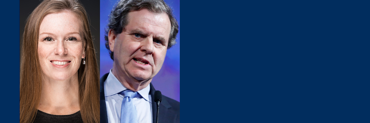 Monika Bickert, Facebook's Vice President of Content Policy, and AJC CEO David Harris