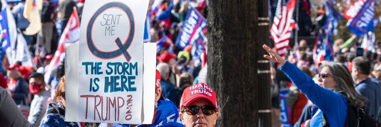 QAnon supporters at rally