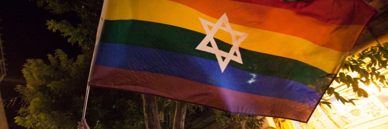 Pride parade flag with Star of David