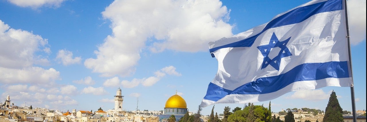 israel flag over jerusalem