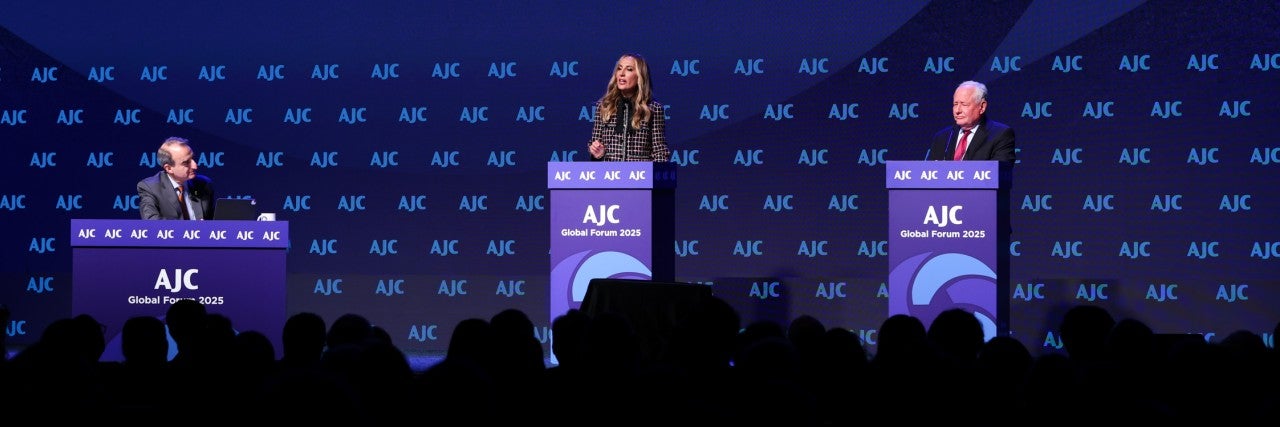 Photo of with Bill Kristol and Ellie Cohanim at AJC's Global Forum 2025