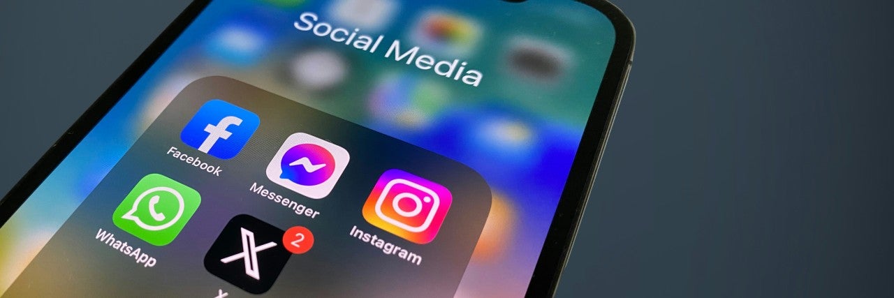 Screen with social media icons