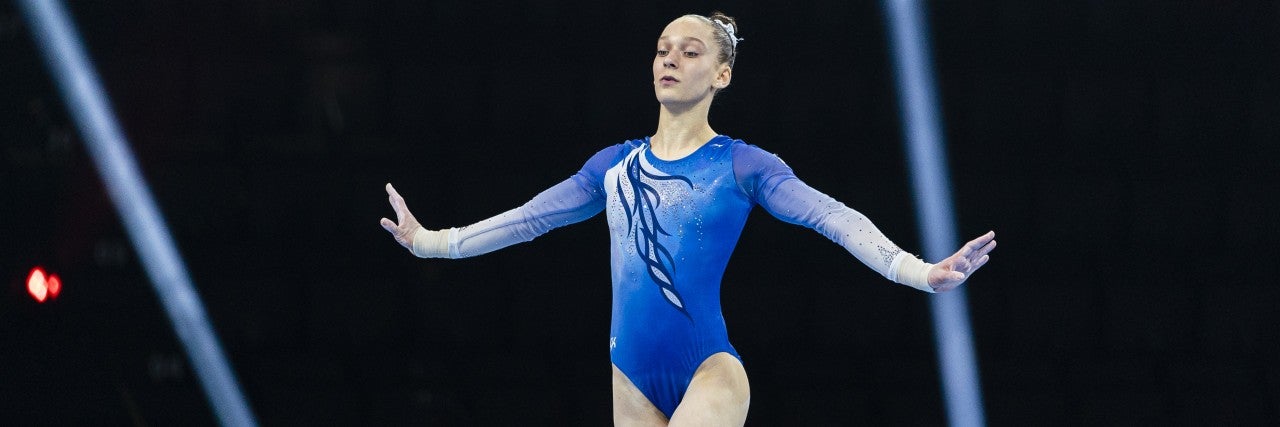  Lihi Raz competes in the Women's Artistic Gymnastics Finals at the European Artistic Gymnastics Championships in 2021. 