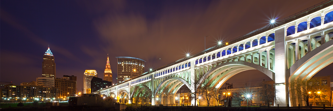 Photo of Cleveland skyline at night