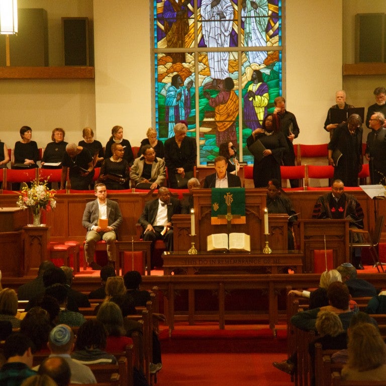 Photo of AJC Westchester/Fairfield's recent multifaith service, "Facing Racism: Bearing Witness and Building Bridges" at the Mt. Hope A.M.E. Zion Church