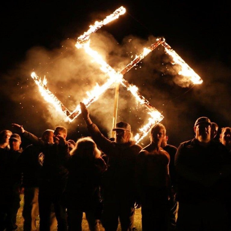 Flaming swastika