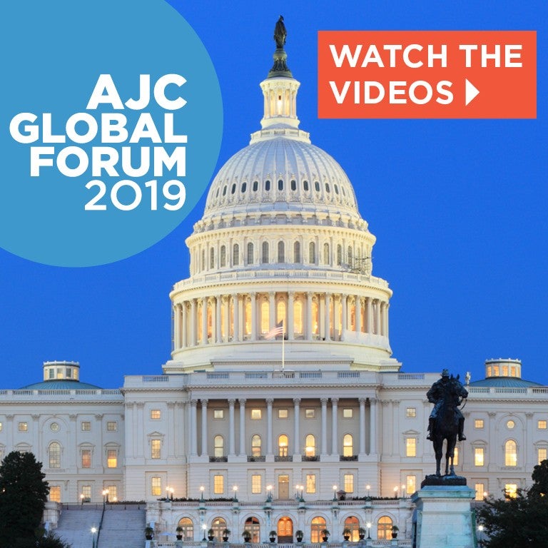Graphic displaying AJC Global Forum - Watch the Videos