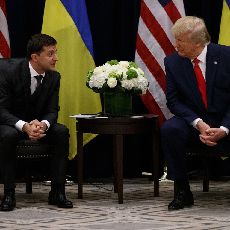 Ukrainian President Volodymyr Zelensky and President Donald Trump