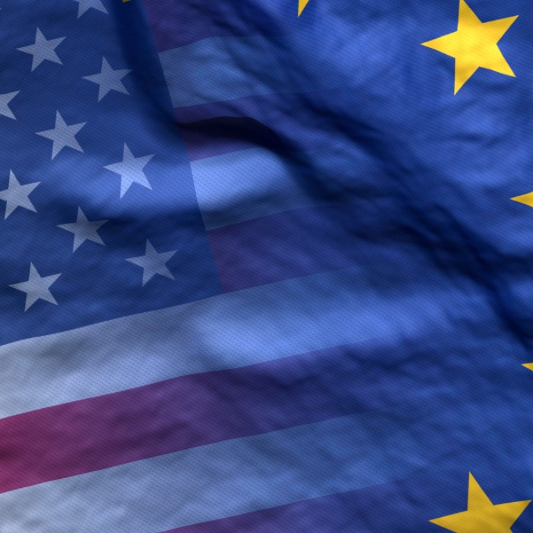 American and EU flags