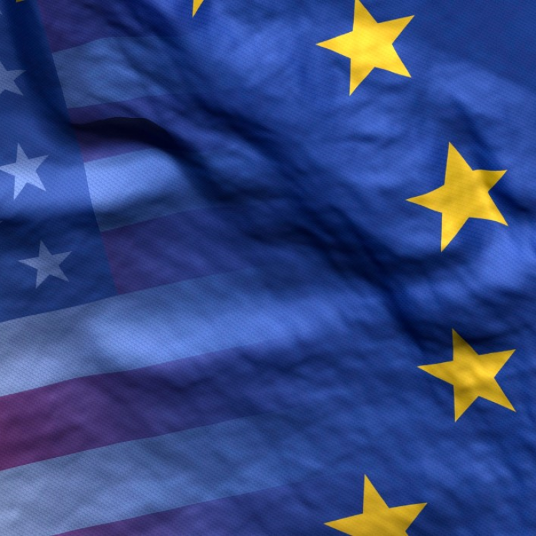 American and EU flags