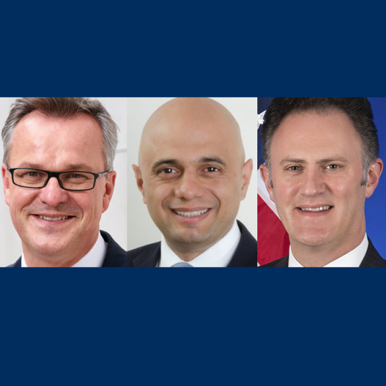 Hans-Georg Engelke, Rt Hon Sajid Javid MP, Ambassador Nathan Sales