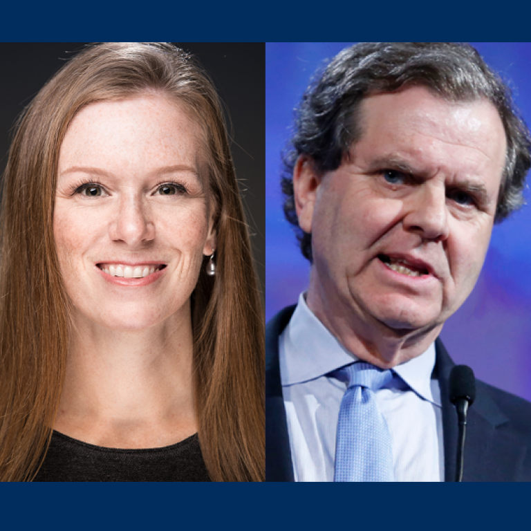 Monika Bickert, Facebook's Vice President of Content Policy, and AJC CEO David Harris