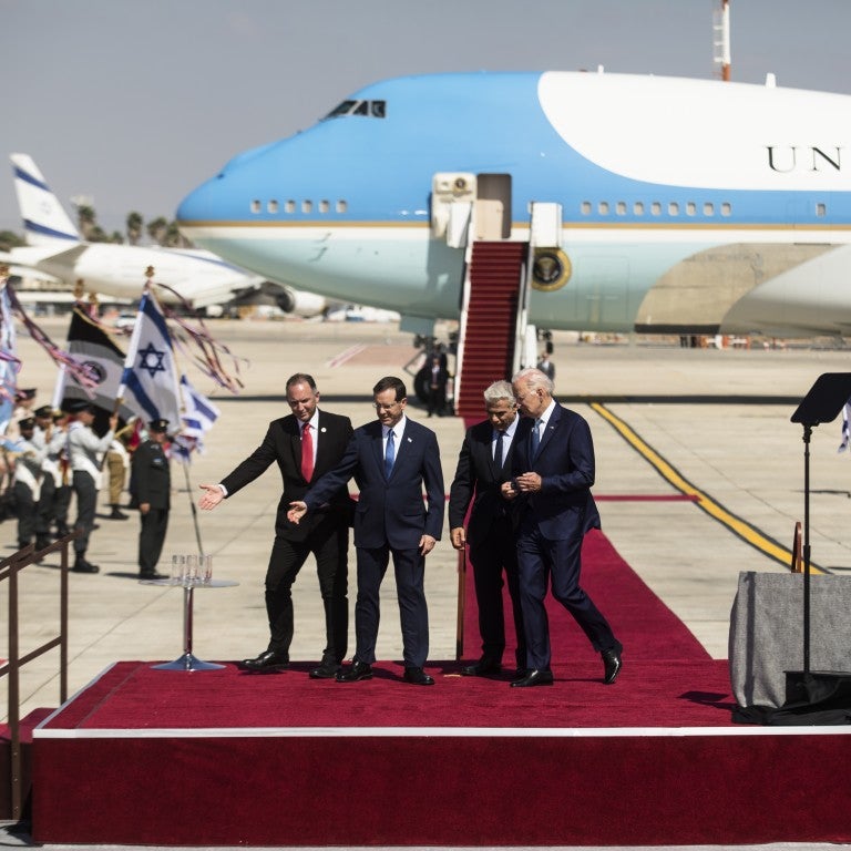 Biden arriving in Israel