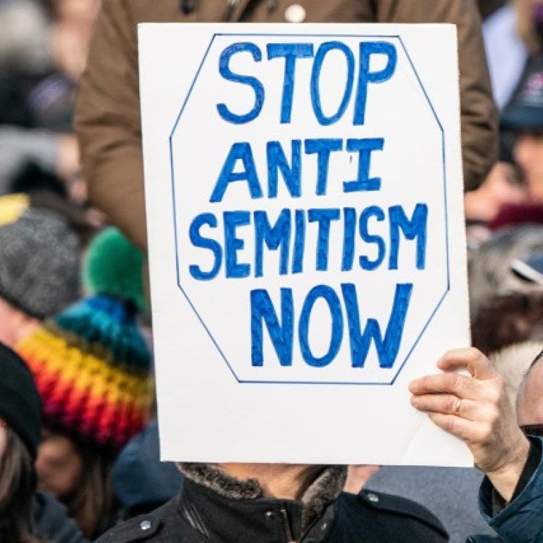 Combating antisemitism sign
