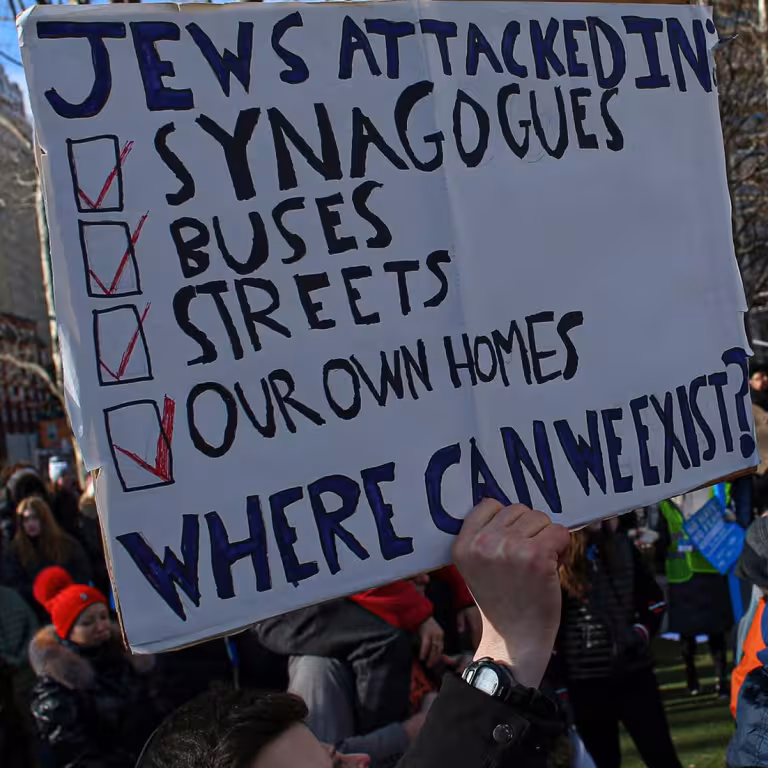 Photo of sign at rally