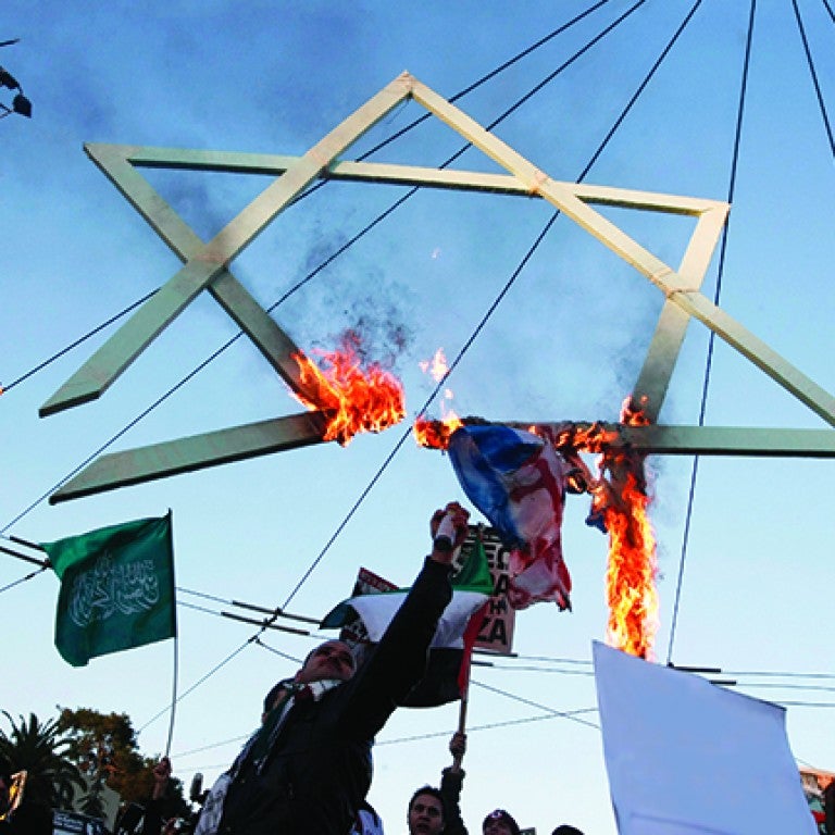 Photo of burning Star of David