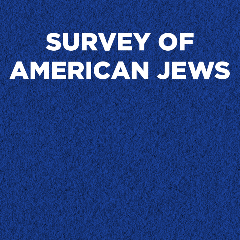 "Survey of American Jews" on blue background
