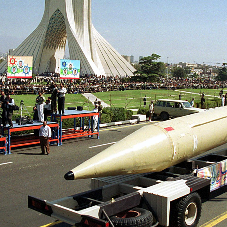Photo of missile through the streets of Iran
