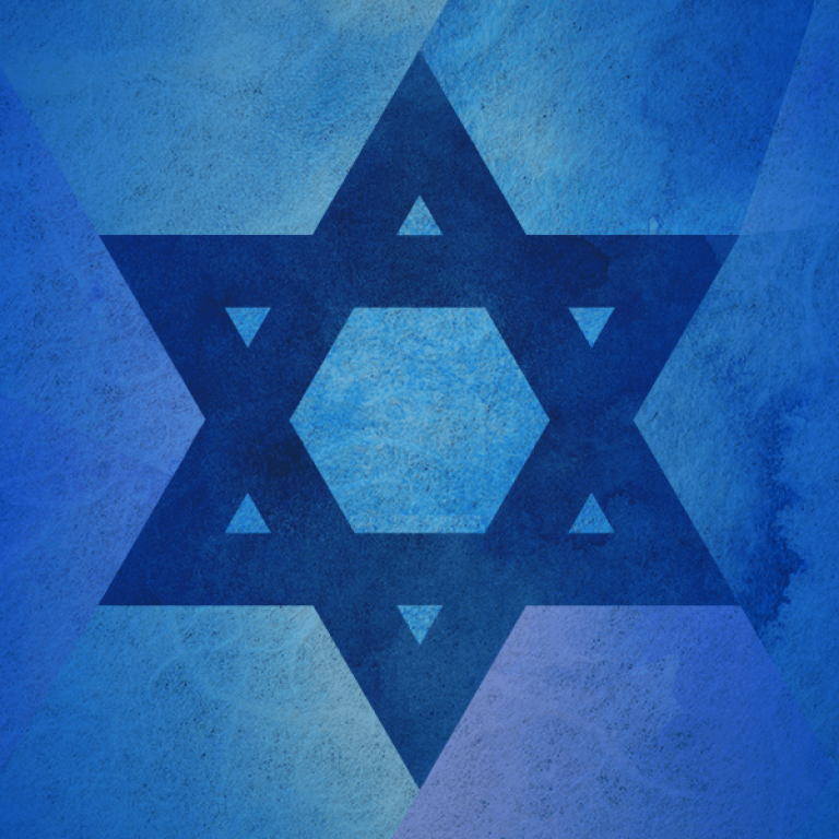 Navy star of David on a blue background