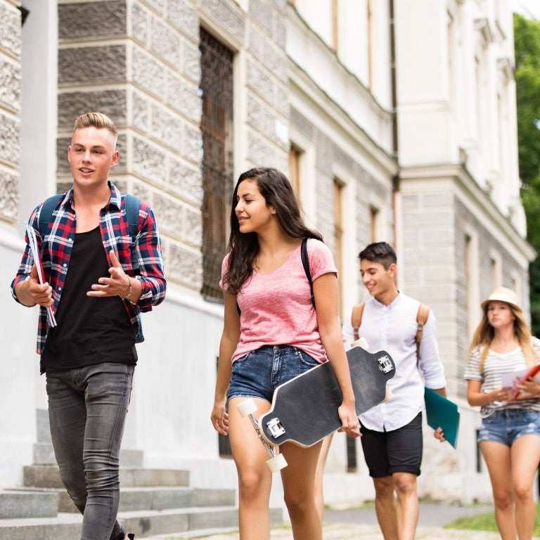 Students walking and talking