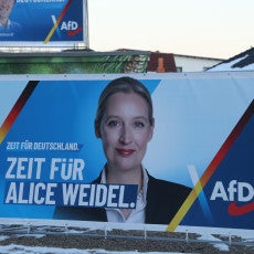 Campaign poster for Alice Weidel of AfD